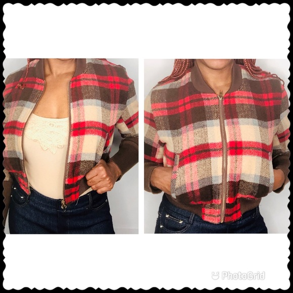 36 Point 5 Jackets & Blazers - 36 point 5 Women’s Cropped Flannel Bomber Jacket